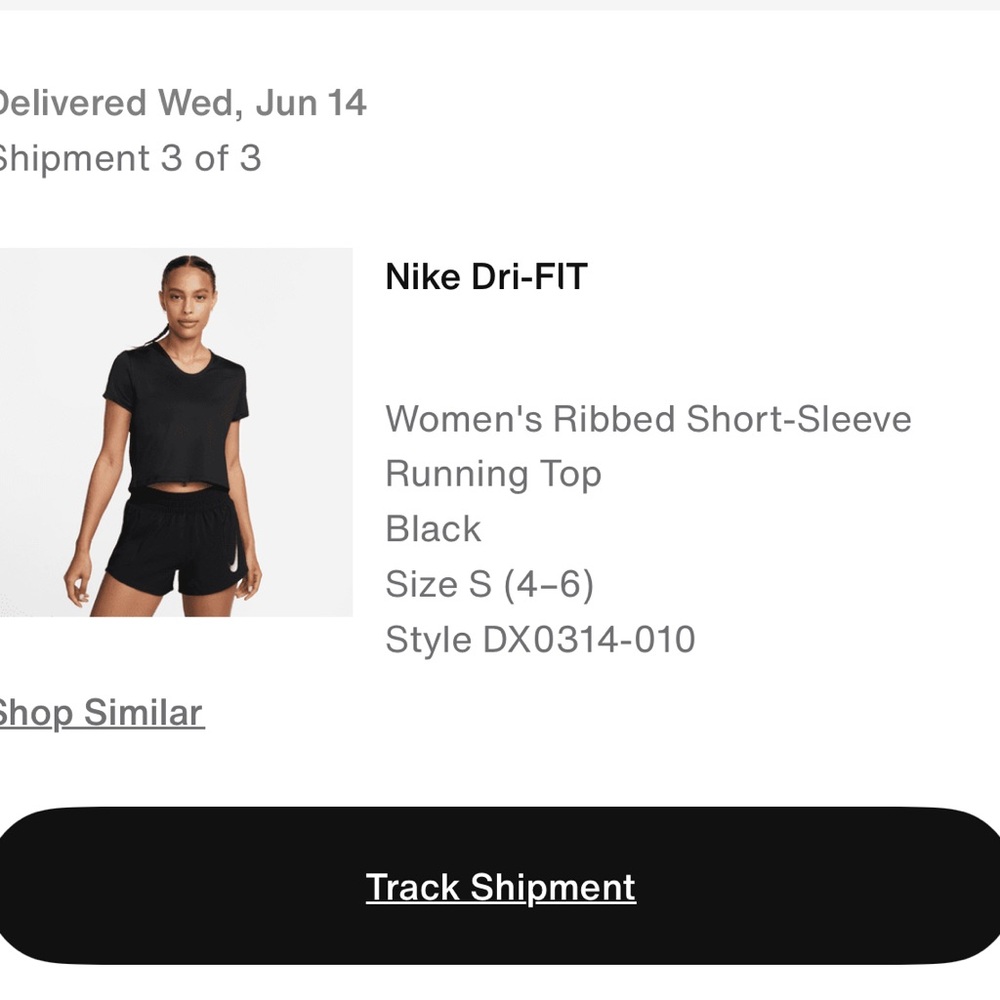 Nike Black Women's Ribbed Short-Sleeve Running Top